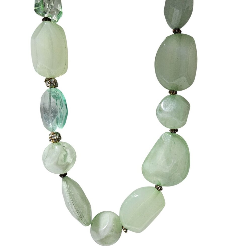 Boho Chic Chunky Green Acrylic Glass Beaded Necklace Statement Fashion Jewelry